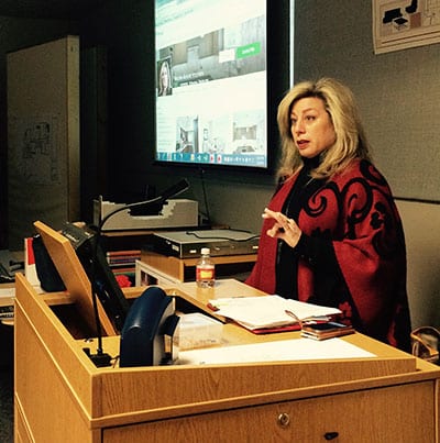 Nicole Arnold speaking at El Centro College in Dallas