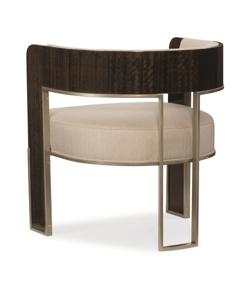 Modern Luxury Curved Zebrawood and Bronze Chair