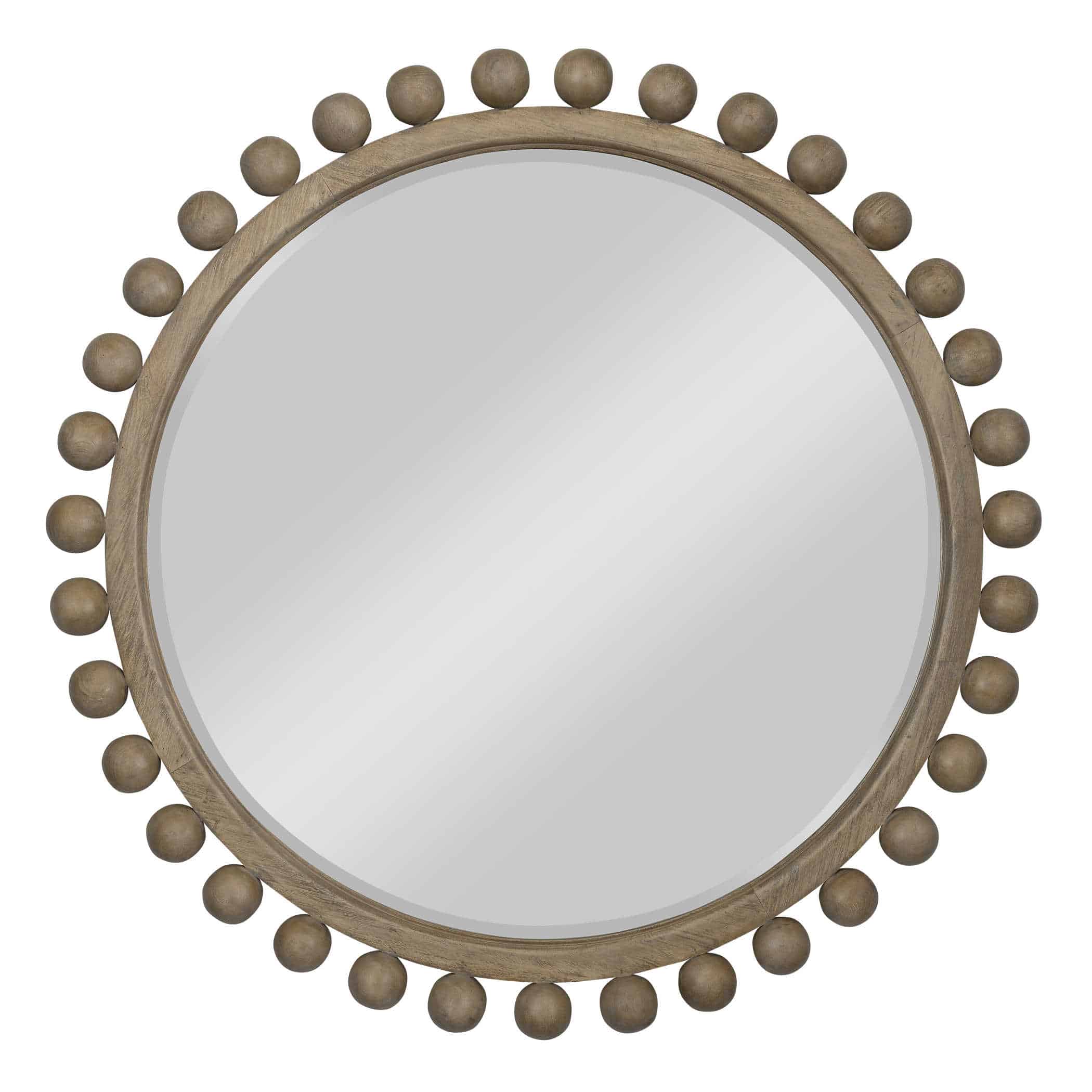 round mirror with wood frame
